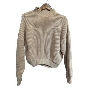 Forever 21 Womens Mock Neck Knit Sweater M Medium Neutral Backless Casual‎